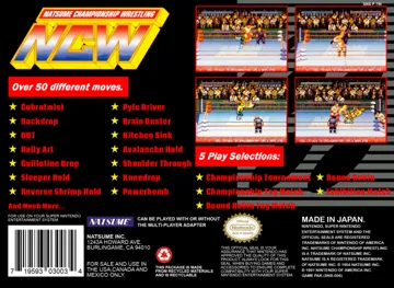 Natsume Championship Wrestling (USA) box cover back